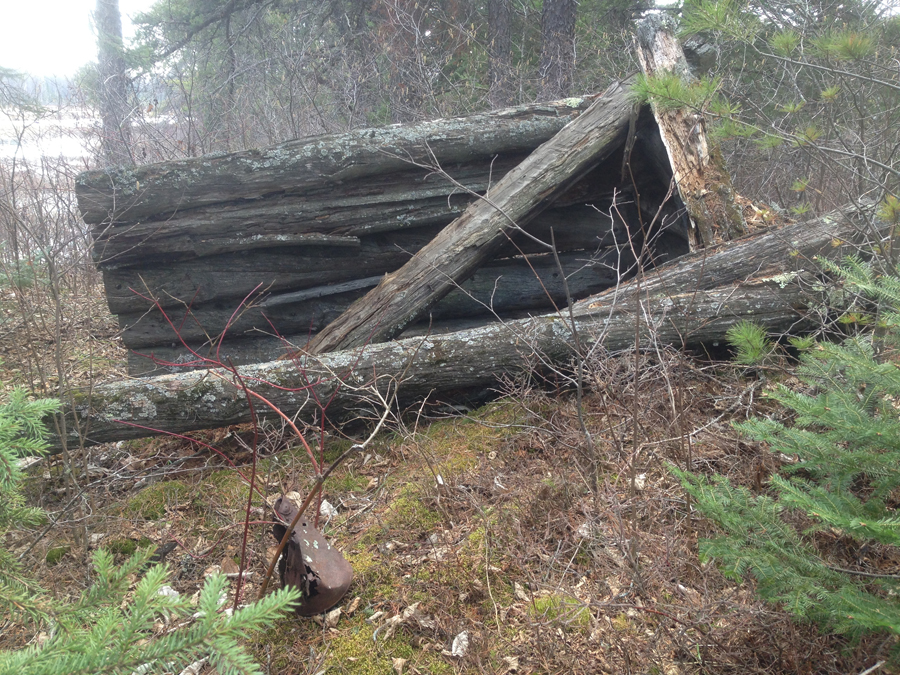 Old cabin and camp remains near the mouth of Pagami Creek on Lake One in BWCA